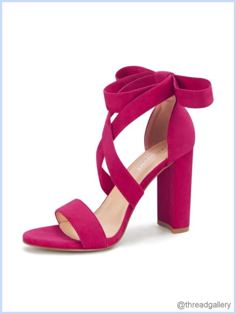 Women's Strappy Block Heel Sandals Lace Up Suede 4 Inch Heels